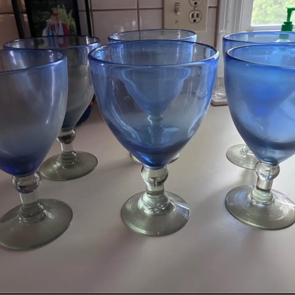 Brand New, Elegant Blue Goblet Set, Crate & Barrel